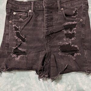American Eagle Outfitters Black Distressed Jean Shorts